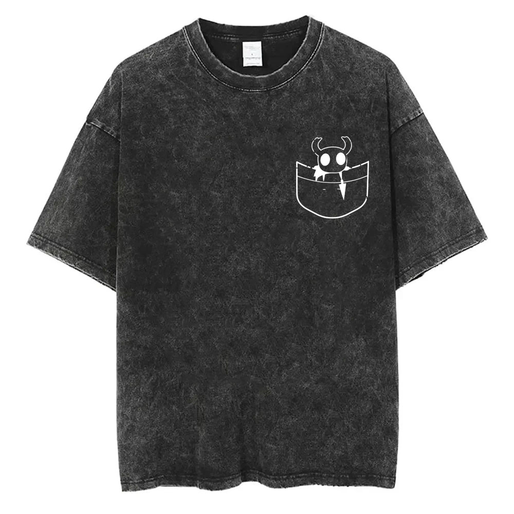 Retro Gaming T Shirt - Lavé Vintage jeu creux chevalier poche
