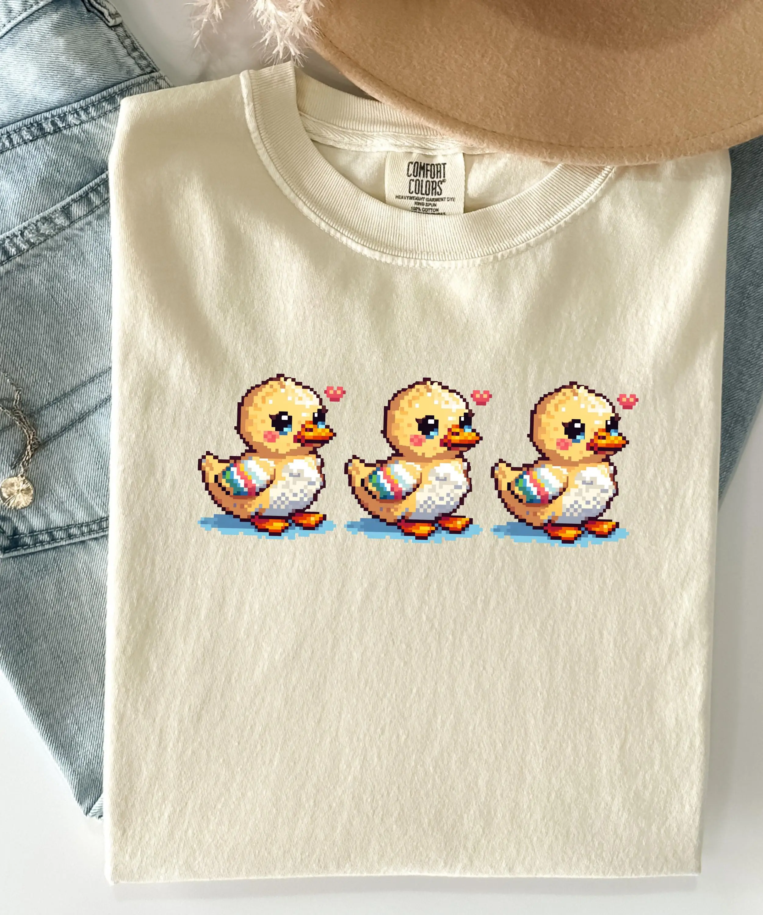 T-shirt Pixel Cute Ducks, rétr - Retro Gaming T Shirt avis et prix